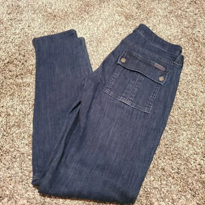 7 For All Mankind Ankle Zip Jeans Dark Blue 27
